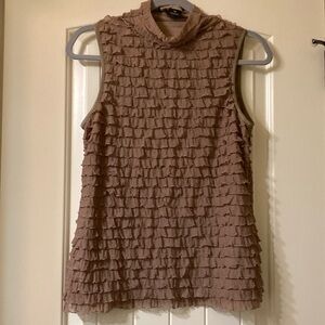 New Directions Ruffle Sleeveless Mock Turtleneck